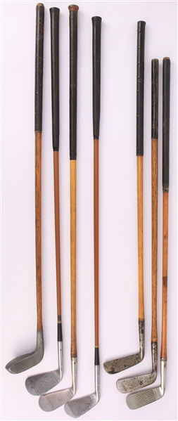 1910s-40s Wooden Shaft Golf Clubs - Lot of 7 w/ Driver, Irons & Putters