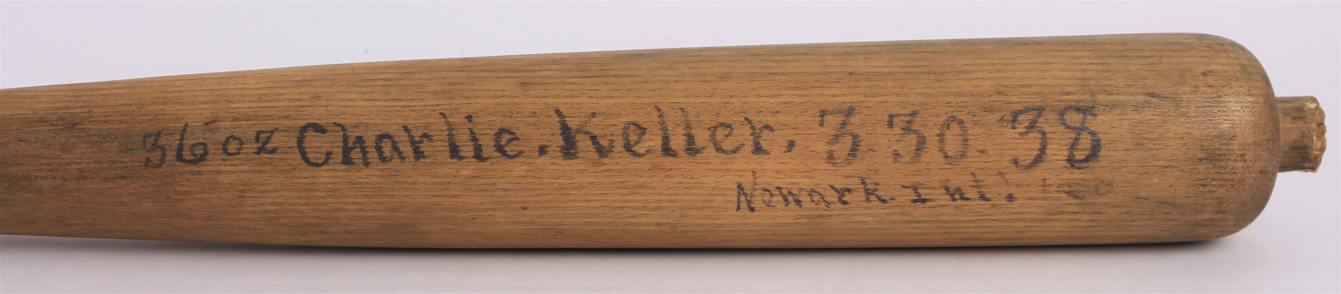 1938 Charlie Keller Newark Bears H&B Louisville Slugger Professional Model Sidewritten Lathe Bat (MEARS LOA & PSA/DNA)