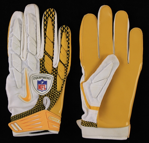 2010s Nike SuperBad Yellow/White/Black Receiver Gloves (MEARS LOA)