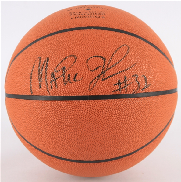 1990s Magic Johnson Larry Bird Lakers Celtics Signed Basketball w/ Clubhouse Michael Jordan Signature (JSA)