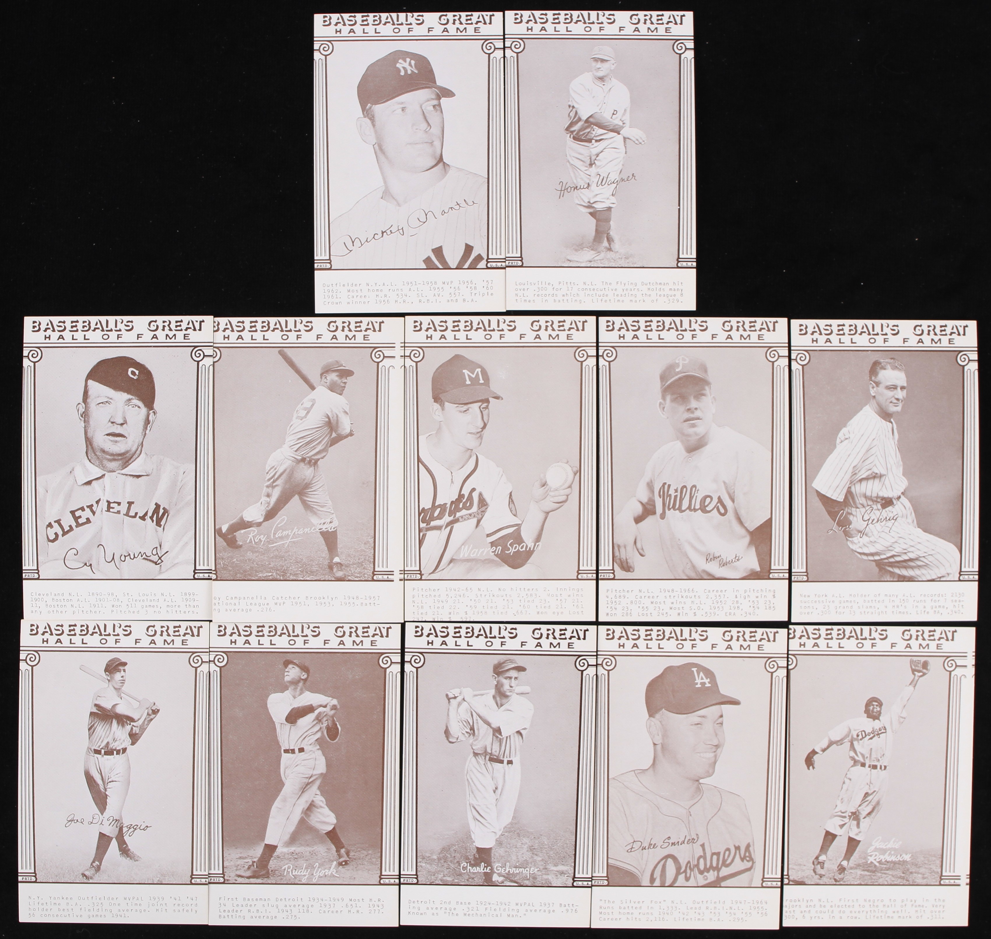 Lot Detail - 1977 Baseball's Great Hall of Fame Exhibit Card Collection ...
