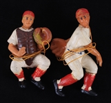 1950s Pitcher & Catcher Hanging Rubber Baseball Figures - Lot of 2