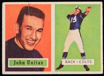 1957 Johnny Unitas Baltimore Colts Topps Rookie Football Trading Card