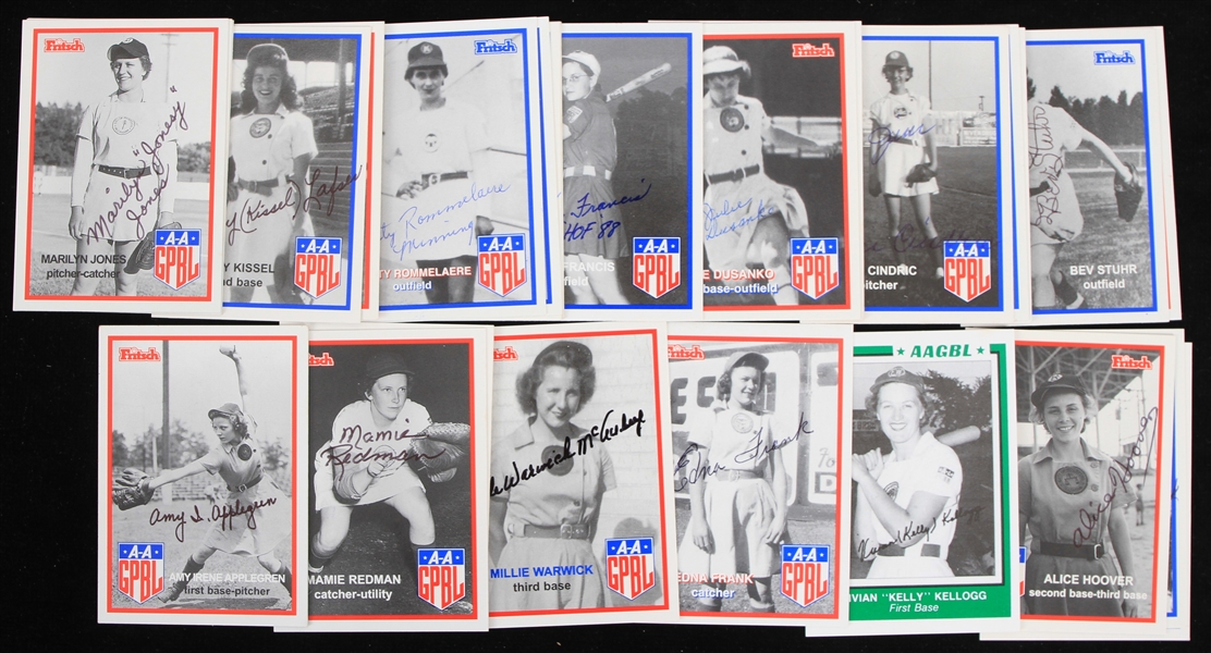 1995 All American Girls Professional Baseball League Signed Fritsch Baseball Trading Cards - Lot of 27