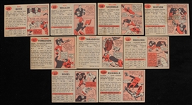 1957 Topps Football Trading Cards - Lot of 9 w/ Tom Runnels, Bill Sherman, Torgy Torgeson & More