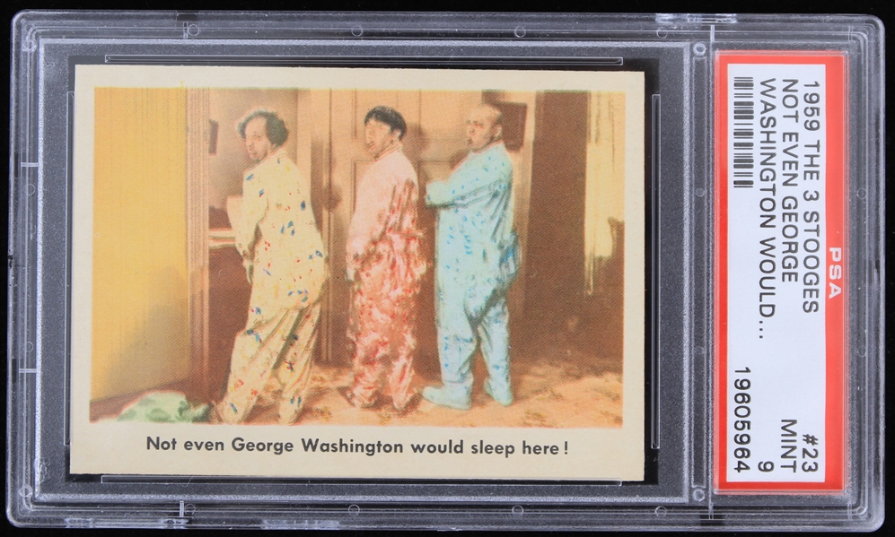 1959 The 3 Stooges Slabbed Fleer "Not Even George Washington Would Sleep Here" Trading Card (PSA Mint 9)