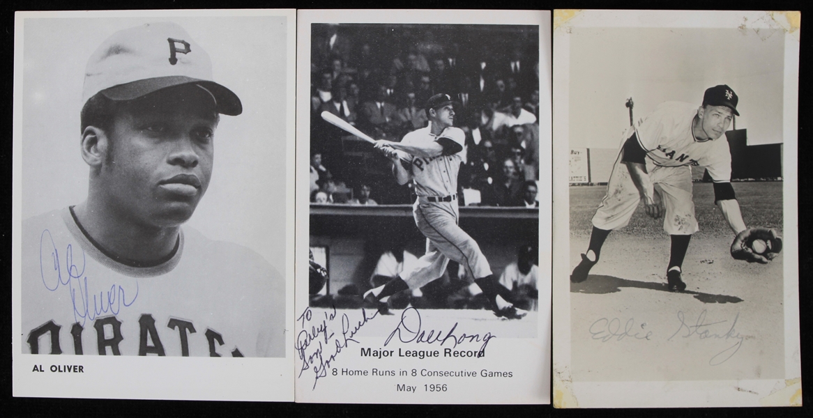 1950s-70s Eddie Stanky Al Oliver Dale Long Signed Photos - Lot of 3 (JSA)