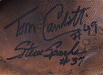1990's Tom Candiotti Steve Sparks Signed Game Worn Wilson Knuckle Ball Catcher's Mitt (MEARS LOA/JSA)