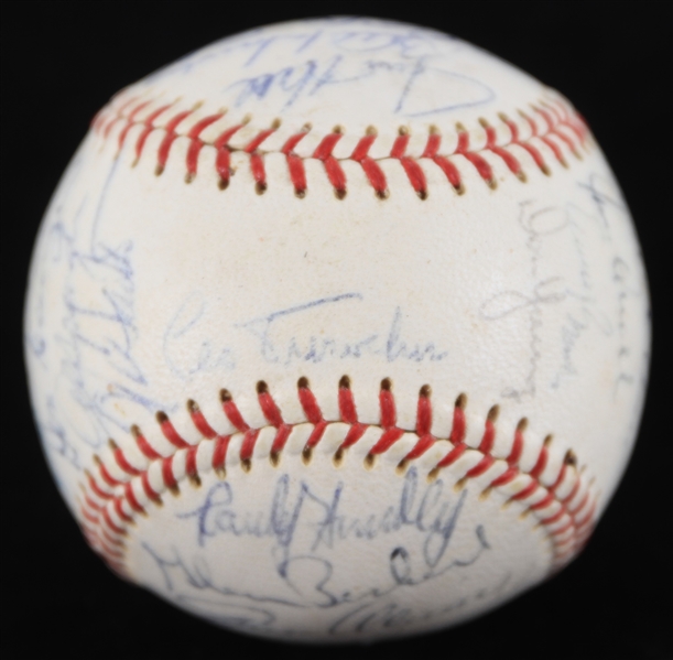 1969 Chicago Cubs Team Signed ONL Giles Baseball w/ 28 Signatures Including Leo Durocher, Ernie Banks, Fergie Jenkins & More (*Full JSA Letter*)