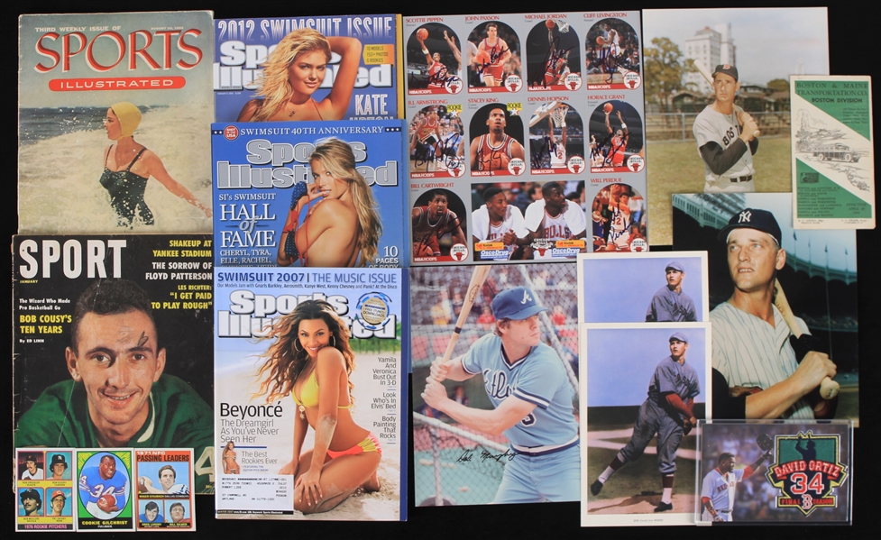 1910s-2010s Baseball Football Basketball Americana Memorabilia Collection - Lot of 100+ w/ Publications, Stamps, Political & More