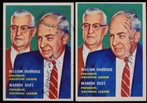 1957 Warren Giles NL President Signed Topps Baseball Trading Cards - Lot of 2 (JSA)
