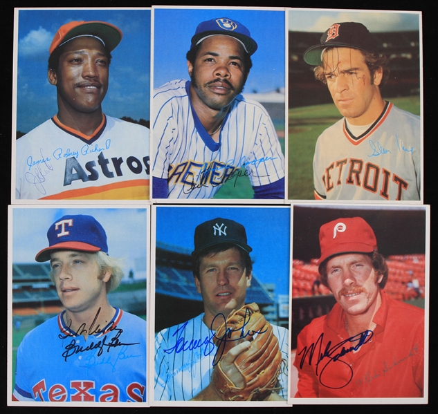 1980 Topps Signed 5" x 7" Baseball Trading Cards - Lot of 12 w/ Pete Rose, JR Richard, Gary Carter & More (JSA)  