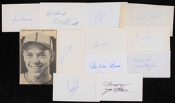1950's-70's Baseball Signed Index Card & Cut Collection - Lot of 50 w/ Pee Wee Reese, Sam Rice, Tony Kubek, Don Larsen & More (JSA)