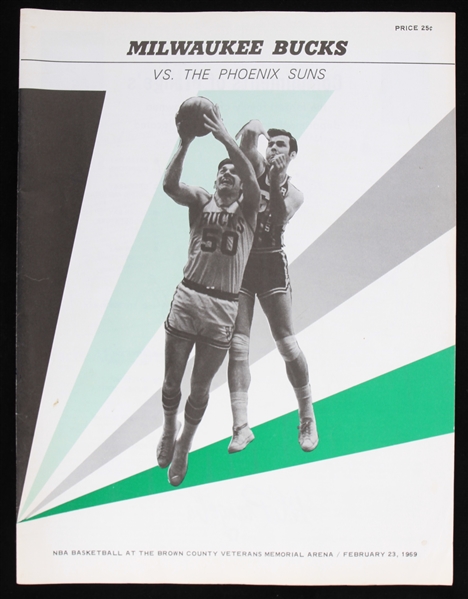 1969 Milwaukee Bucks Phoenix Suns Brown County Veterans Memorial Arena Game Program