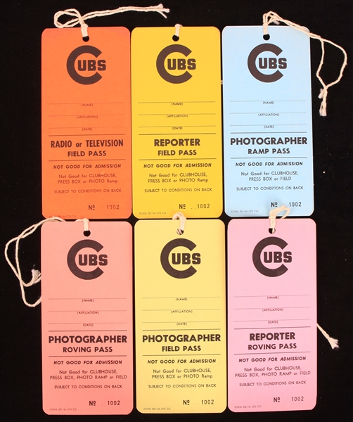 1970s Chicago Cubs Wrigley Field Reporter Photographer Radio TV Passes - Lot of 6