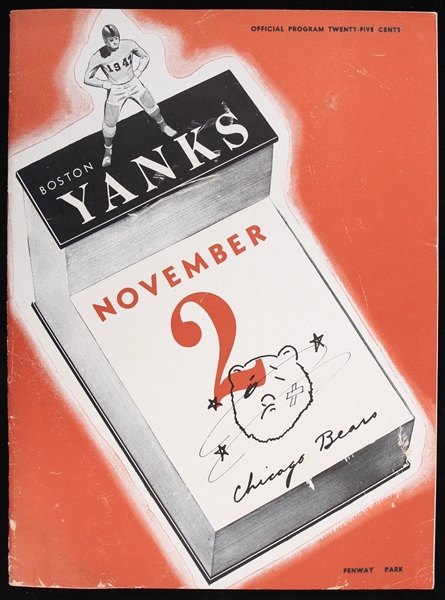 1947 Boston Yanks Chicago Bears Fenway Park Game Program