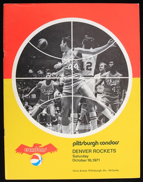1971 Pittsburgh Condors Denver Rockets Pittsburgh Civic Arena ABA Game Program