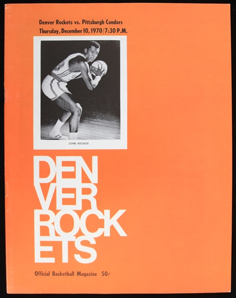1970 Denver Rockets Pittsburgh Condors Denver Auditorium Arena ABA Game Program