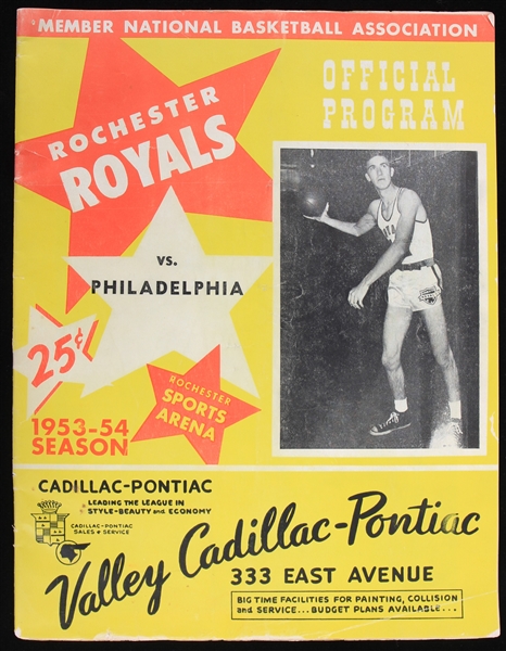 1953-54 Rochester Royals Philadelphia Warriors Rochester Sports Arena Game Program