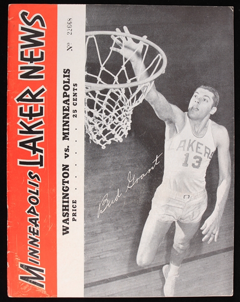 1950 Minneapolis Lakers Washington Capitols Game Program (George Mikan vs Brother Ed)
