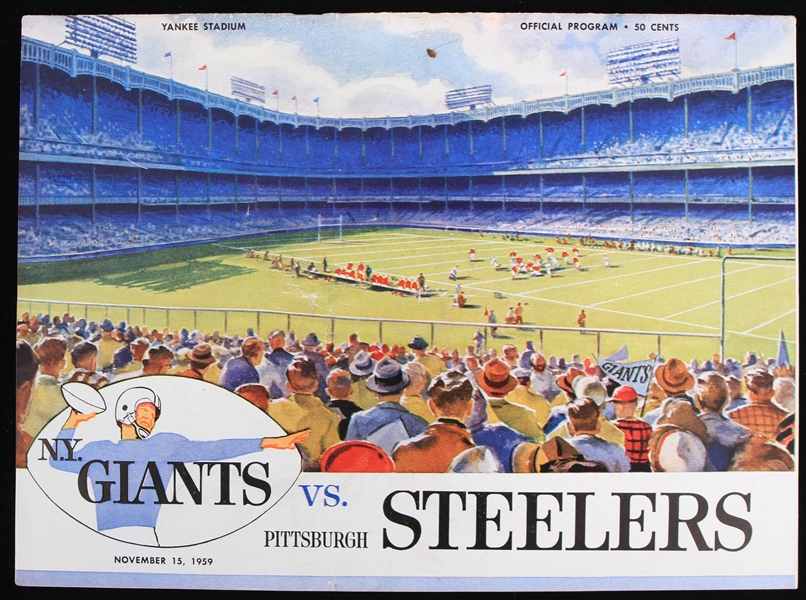 1959 New York Giants Pittsburgh Steelers Yankee Stadium Game Program