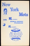 1969 Baltimore Orioles New York Mets Memorial Stadium World Series Game 2 Scored Scorecard
