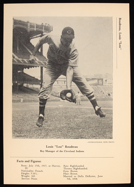 1940s Lou Boudreau Cleveland Indians 7" x 10" International News Photo  