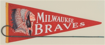 1950s Milwaukee Braves 28" Pennant 