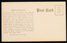 1921 John L. Sullivan World Heavyweight Champion 3.25 x 5.25 Postcard 