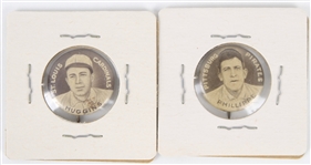 1910-12 Miller Huggins Deacon Phillippe Cardinals/Pirates 0.75" Sweet Caporal Pinback Buttons - Lot of 2