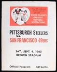 1965 Pittsburgh Steelers San Francisco 49ers Brown Stadium Preseason Game Program