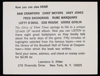 1966 Harry Hooper Boston Red Sox Signed The Glory of Their Times 3.5 x 4.5 Promotional Card (JSA)