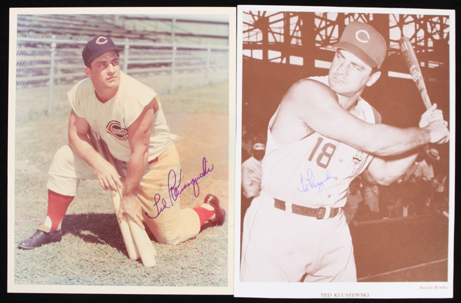 1950s Ted Kluszewski Cincinnati Reds Signed 8" x 10" Photos - Lot of 2 (JSA)