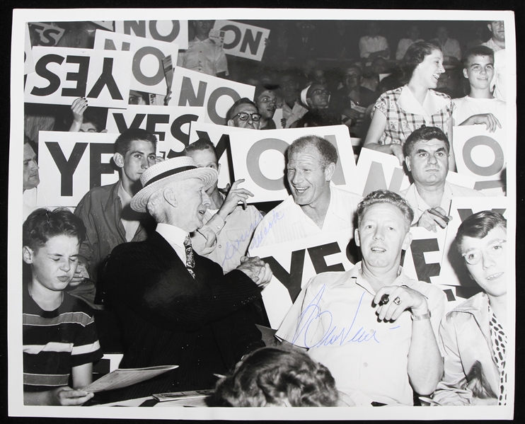 1951 Connie Mack Bill Veeck Signed 8" x 10" Grandstand Managers Original Photo (JSA)