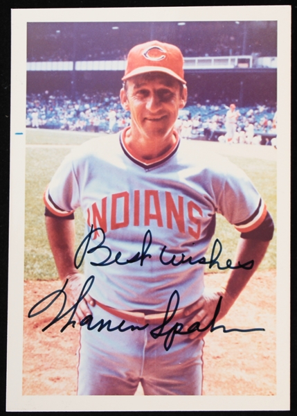 1960s Warren Spahn Cleveland Indians Signed 3.5" x 5" Photo (JSA) 
