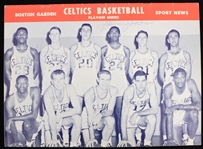 1959 Boston Celtics Multi Signed Boston Garden Playoff Series Program w/ Taped Ticket Stub & 7 Signatures Including Bill Russell, Bob Cousy, Sam Jones & More (JSA)