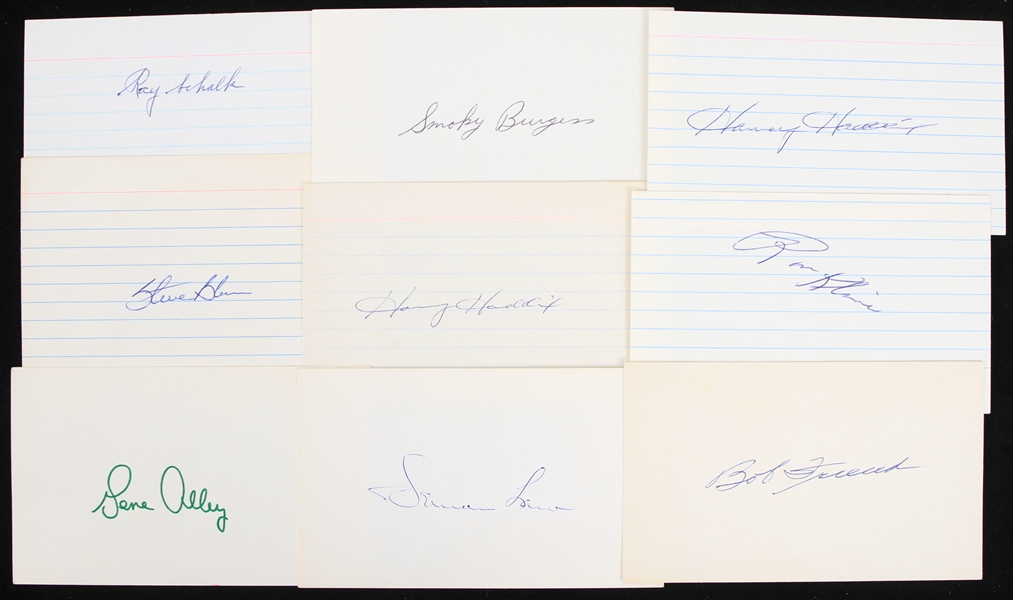 1960s-70s Signed 3" x 5" Index Card Collection - Lot of 16 w/ Joe Morgan, Manny Sanguillen, Smoky Burgess & More (JSA)