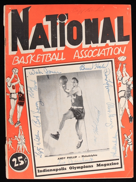 1950-51 Indianapolis Olympians Philadelphia Warriors Multi Signed Game Program w/ 10 Signatures (JSA)