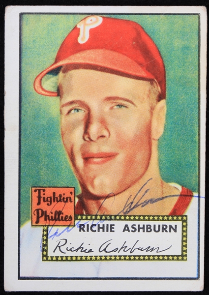 1952 Richie Ashburn Philadelphia Phillies Signed Topps Baseball Trading Card (JSA)
