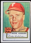 1952 Richie Ashburn Philadelphia Phillies Signed Topps Baseball Trading Card (JSA)