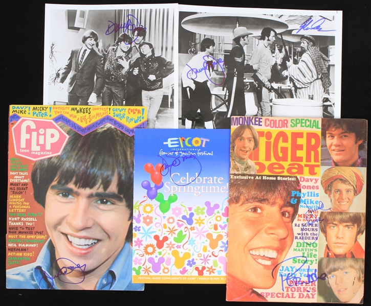 2000s Davy Jones The Monkees Memorabilia Collection - Lot of 9 w/ Signed Photos, Magazine & More (JSA)