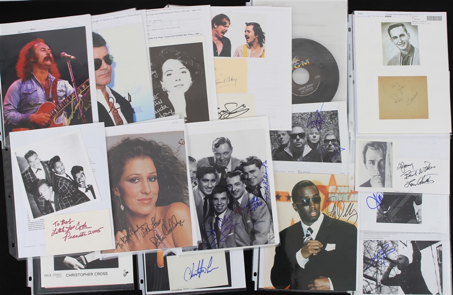 1970s-2000s Rock N Roll Signed Photos Index Cards Cuts Records Collection - Lot of 95
