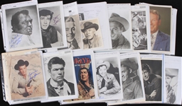 1940s-70s Western Movie Actos Signed Photos Index Cards Cut Collection - Lot of 105