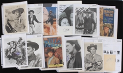 1940's-70's Western Movie Actos Signed Photos Index Cards Cut Collection - Lot of 105