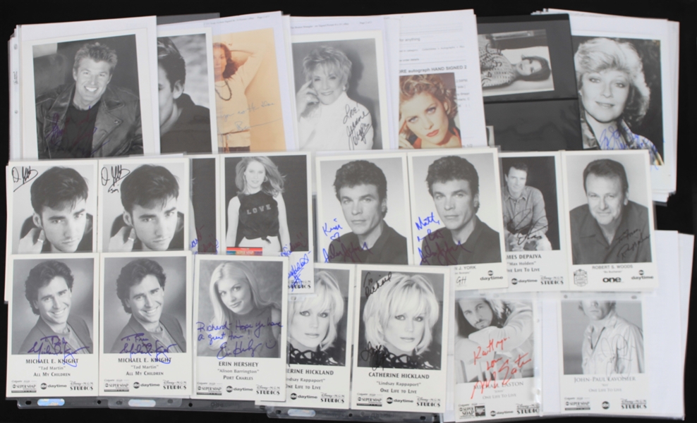 1970s-2000s Soap Opera Stars Signed Photos Index Cards Cut Collection - Lot of 125