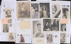 1900's-80's Hollywood Actresses Signed Photos Index Cards Cuts Collection - Lot of 135