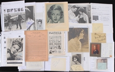 1900's-80's Hollywood Actresses Signed Photos Index Cards Cuts Collection - Lot of 135