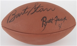1992-93 Bart Starr Brett Favre Green Bay Packers Signed Football (JSA)