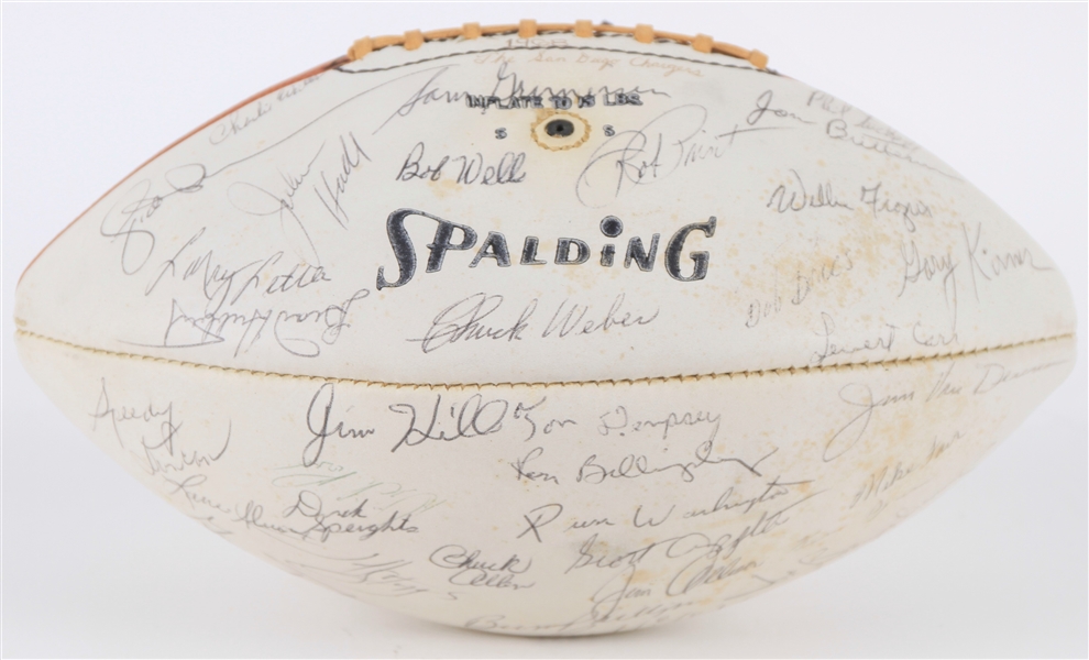 1968 San Diego Chargers Team Signed OAFL Woodard Autograph Panel Football w/ 50 Signatures Including Lance Alworth, John Hadl & More