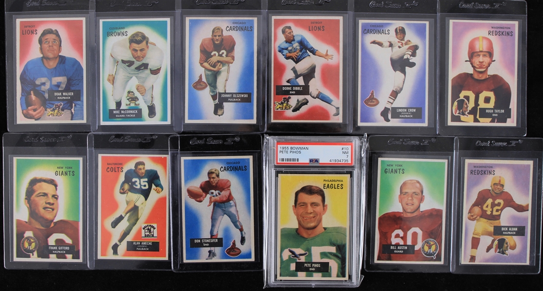 1955 Bowman Football Trading Cards Complete Set of 160 w/ 24 Cards Slabbed